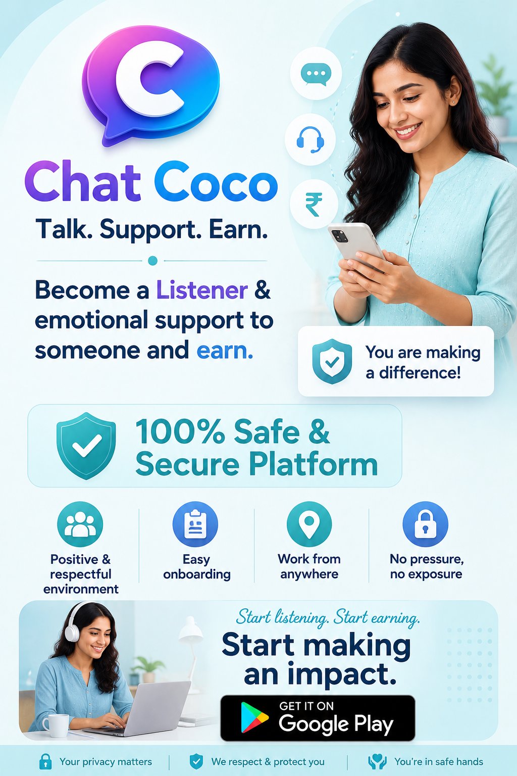 Chat Coco - Talk, Support, Earn. Download on Google Play